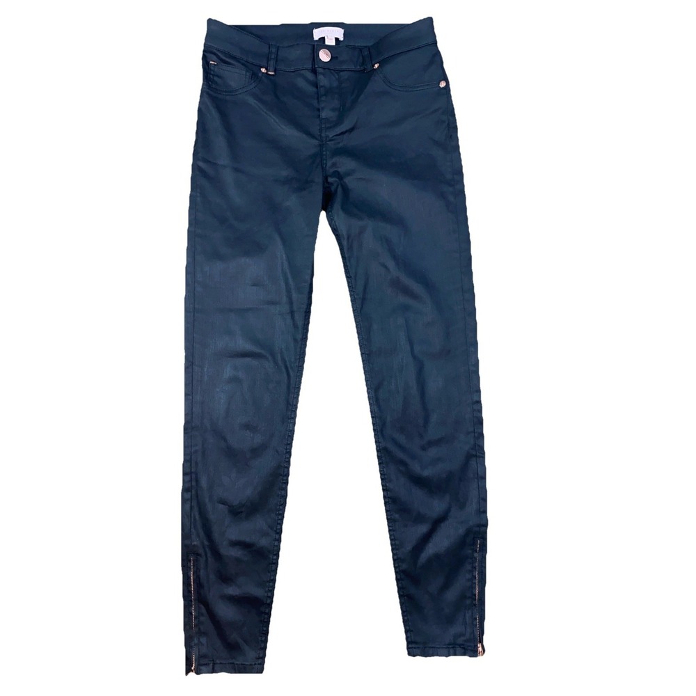 Ted Baker London Sew In Love Sz 28 Wax Coated Denim Skinny Zip Ankle Jean Pants